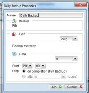 Image of Daily Backup Properties